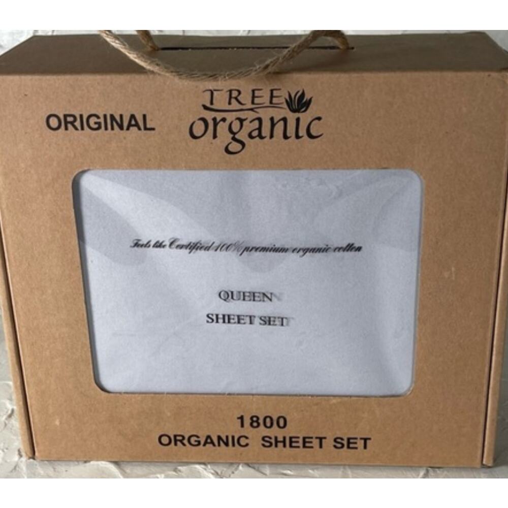 Tree Organic Cotton Queen Sheet Set White New in Box